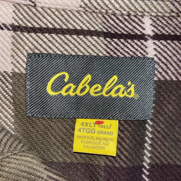 Cabelas Flannel Shirt Mens 4XLT Brown Plaid Button Down Heavy Hunting Outdoors - Picture 2 of 7